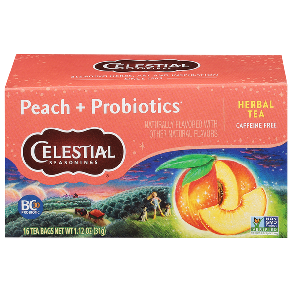 Celestial Seasonings Caffeine Free Peach + Probiotics Herbal Tea Bags