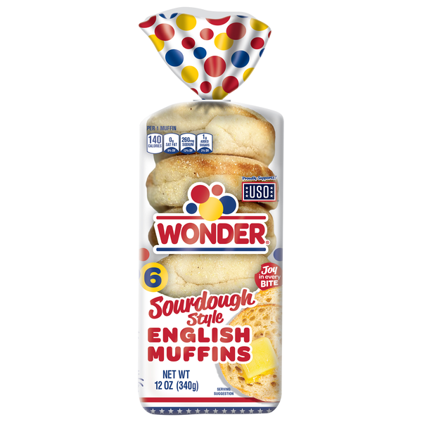 Wonder Sourdough Pre-Sliced English Muffins - 6 ct