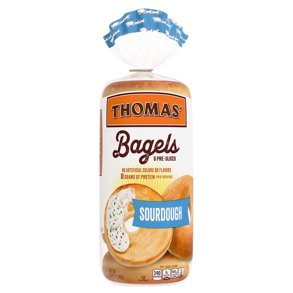 Thomas' Sourdough Pre-Sliced Bagels - 6 ct