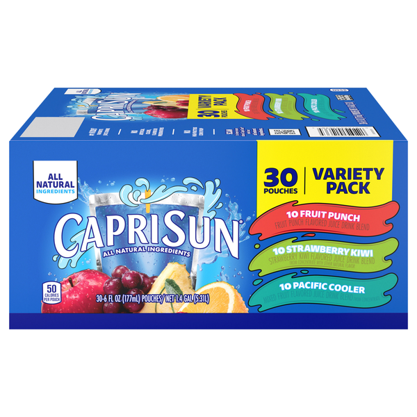 Capri Sun Juice Drink Pouches Variety (Punch/Strawberry/Pacific) - 30 pk