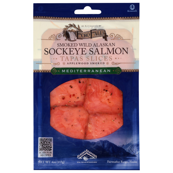 Echo Falls Mediterranean Smoked Wild Alaskan Sockeye Salmon Tapas Slices