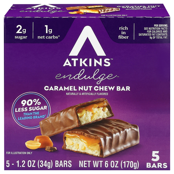 Atkins Endulge Treat Caramel Nut Chew Bars Low Carb - 5 ct