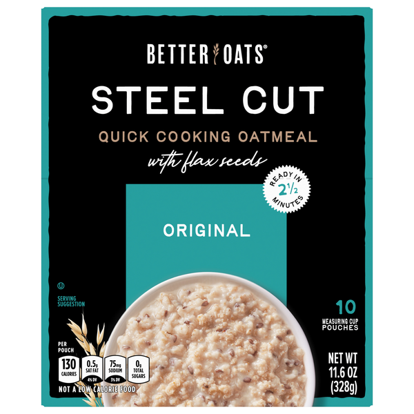 Better Oats Steel Cut Original Quick Cooking Oatmeal - 10 ct