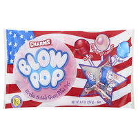 Charms Blow Pop Patriotic Assorted Bubble Gum Filled Lollipop Candy