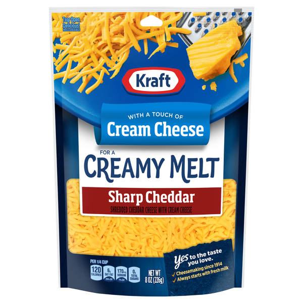Kraft Shredded Sharp Cheddar with a Touch of Cream Cheese