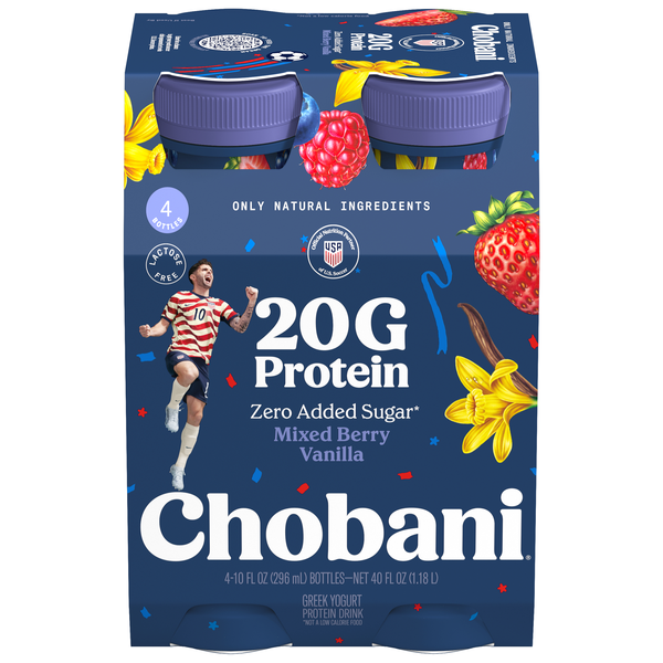 Chobani Mixed Berry Vanilla Greek Yogurt 20g Protein Drink - 4 pk