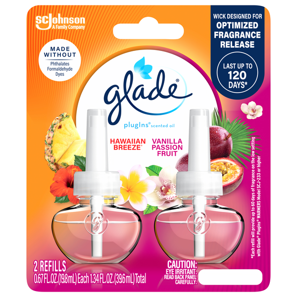 Glade plugIns Hawaiian Breeze & Vanilla Passion Fruit Scented Refills 2 ct