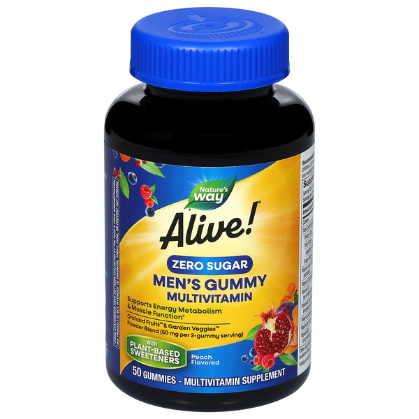 Nature's Way Alive! Zero Sugar Peach Men's Multivitamin Gummies