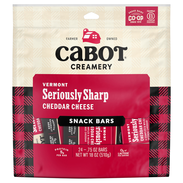 Cabot Vermont Seriously Sharp Cheddar Cheese Snack-Sized Bars - 24 ct