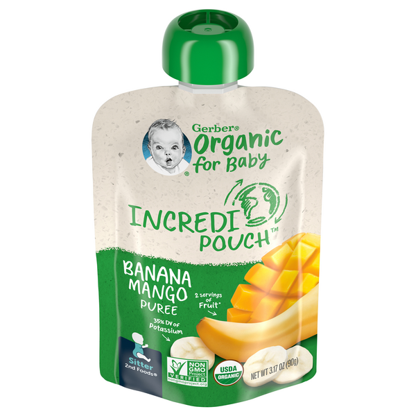 Save on Gerber Organic Incredi Pouch Stage 2 Baby Food Puree Banana Mango Order Online Delivery