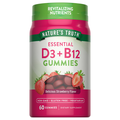 Nature's Truth Strawberry Flavor Vitamin D3 + B12 Gummies
