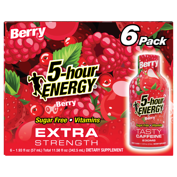 5-Hour Extra Strength Sugar Free Berry Energy Shot - 6 pk