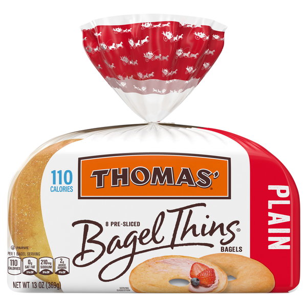 Thomas' 110 Calorie Plain Pre-Sliced Bagel Thins - 8 ct