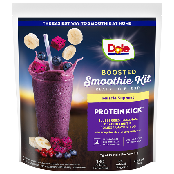 Dole Boosted Protein Kick Smoothie Kit - 4 ct Frozen