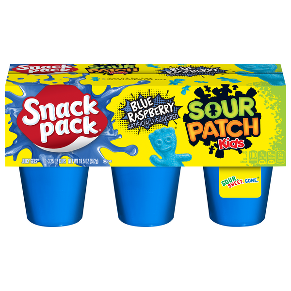 Snack Pack Sour Patch Kids Blue Raspberry Juicy Gels Cups - 6 ct