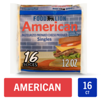 Food Lion Singles Yellow American Cheese Slices - 16 ct