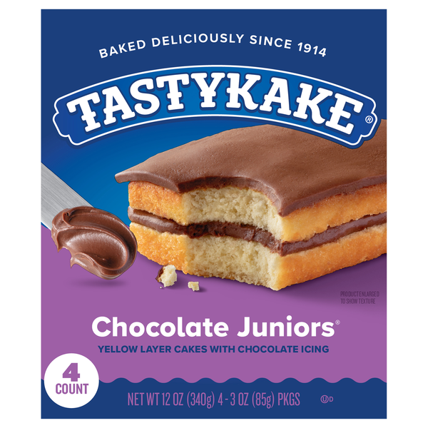 Tastykake Chocolate Juniors Snack Cakes with Chocolate Icing - 4 ct