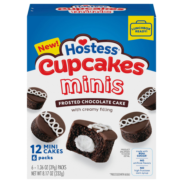 Hostess Cupcake Minis Frosted Chocolate Snack Cakes - 6 ct