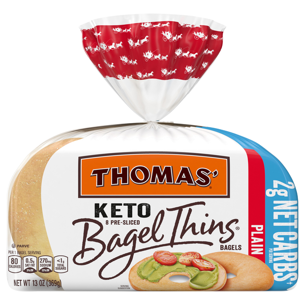 Thomas' Keto 2 Net Carbs Plain Pre-Sliced Bagel Thins - 8 ct