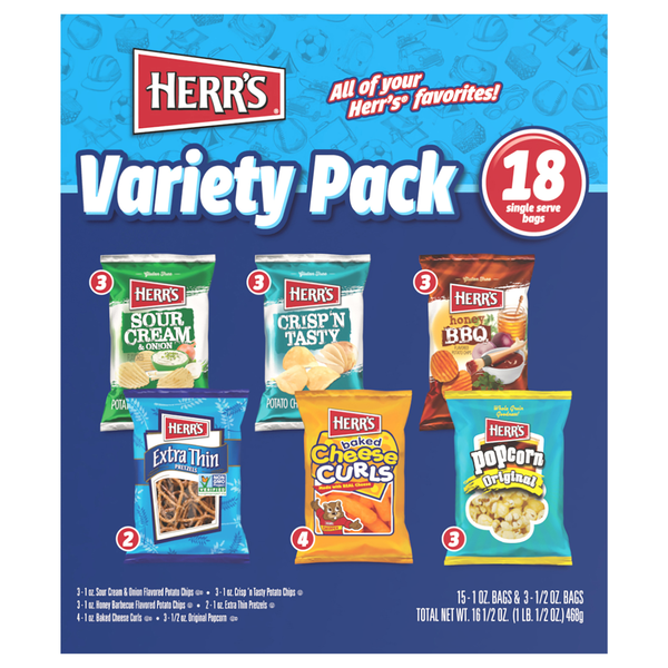 Herr's Snacks Variety Pack - 18 ct