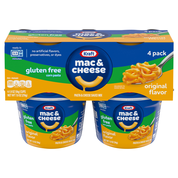 Kraft Gluten Free Original Mac & Cheese Dinner Microwavable Cup - 4 ct