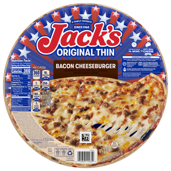 Jack's Original Thin Crust Bacon Cheeseburger Pizza Frozen