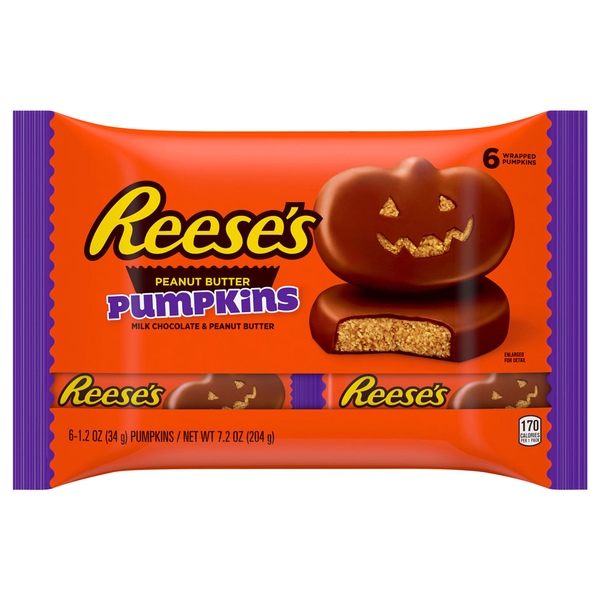 Reese's Pumpkins Milk Chocolate Peanut Butter Halloween Candy Cups - 6 ct
