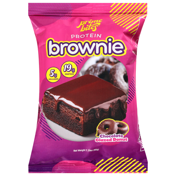 Prime Bites Glazed Chocolate Donuts 19g Protein Brownie