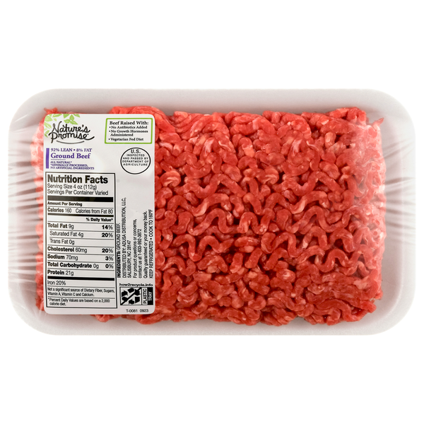Nature's Promise Natural 92% Lean 8% Fat Ground Beef Fresh
