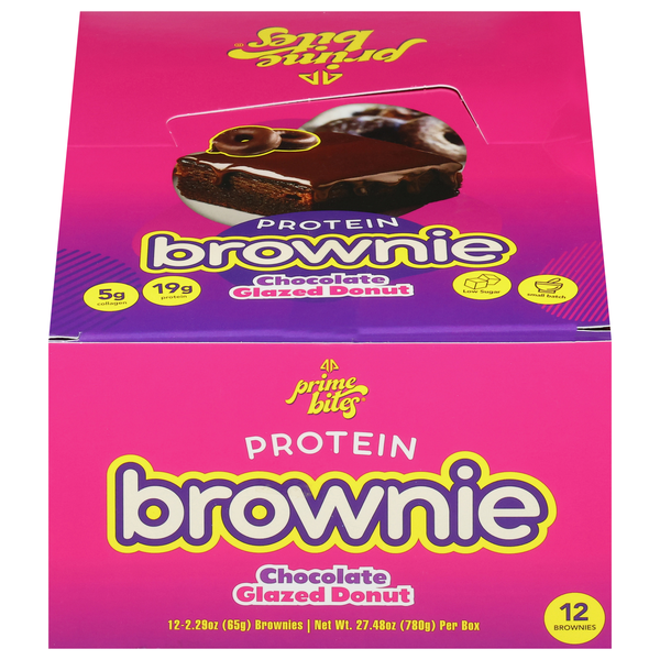 Prime Bites Glazed Chocolate Donut Protein Brownie - 12 ct