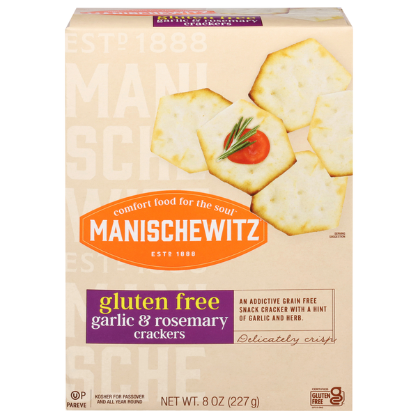 Manischewitz Gluten Free Garlic & Rosemary Crackers Kosher For Passover