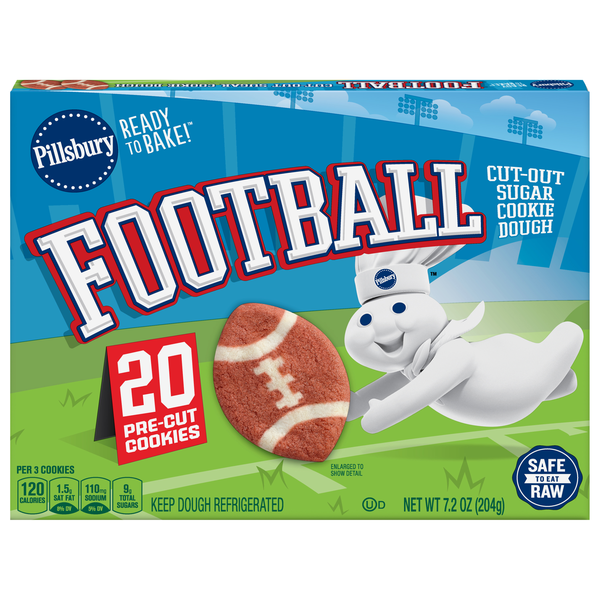 Pillsbury Cutout Football Sugar Cookie Pre-Cut Dough - 20 ct