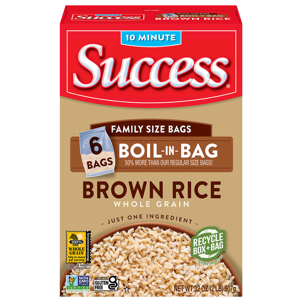 Success Boil-in-Bag Gluten Free Whole Grain Brown Rice Family Size - 6 ct