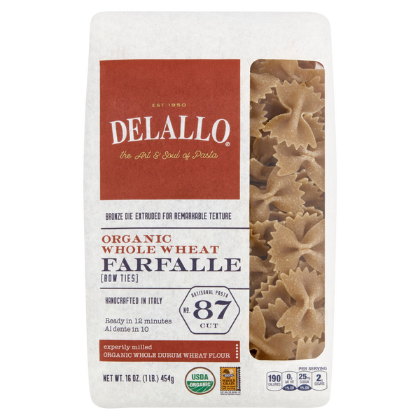 DeLallo Organic Whole Wheat Farfalle Pasta