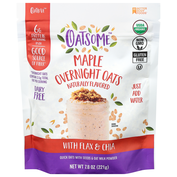 Oatsome Organic Dairy Free Maple Overnight Oats with Flax & Chia