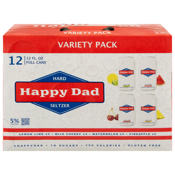Happy Dad Assorted Hard Seltzer Variety Pack - 12 pk