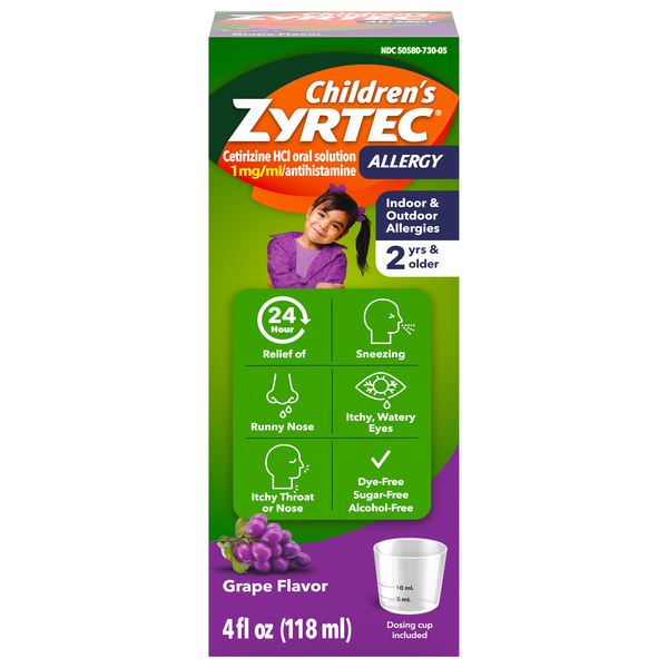 Zyrtec Children's Indoor & Outdoor Allergy Relief Grape Syrup Sugar Free
