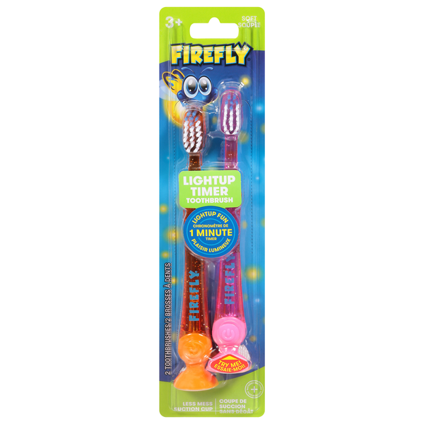 FireFly Kids Lightup Timer Pink & Orange Soft Toothbrushes