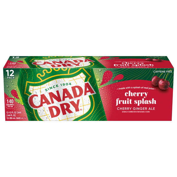 Canada Dry Fruit Splash Cherry Ginger Ale Soda - 12 pk