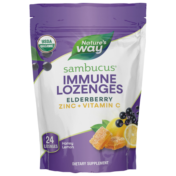 Nature's Way Honey Lemon Sambucus Elderberry Zinc Lozenges