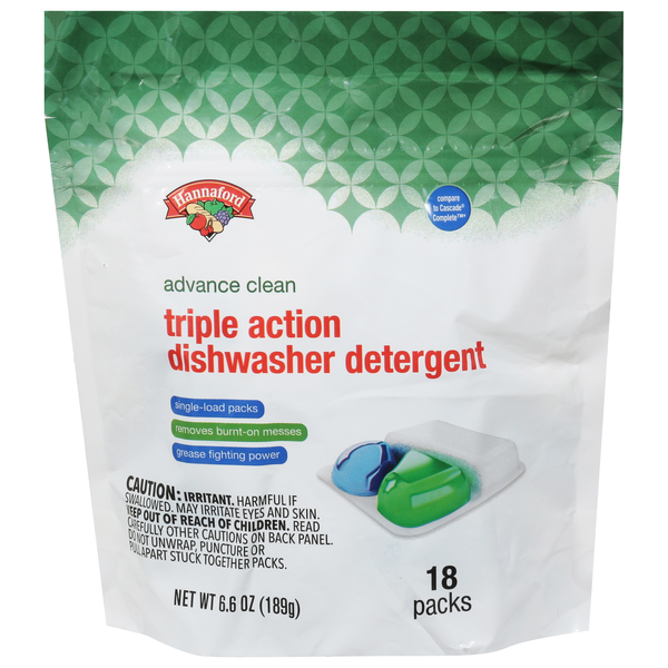 Hannaford Triple Action Dishwasher Detergent Packs Advance Clean