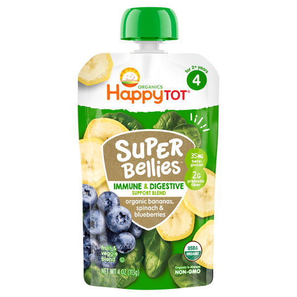 Happy Tot Organics Stage 4 Super Bellies Bananas Spinach & Blueberries