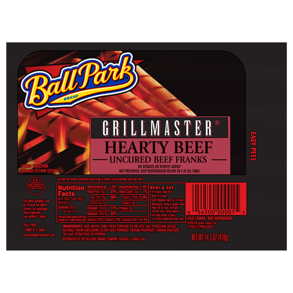 Ball Park Grill Master Hearty Uncured Beef Franks - 5 ct
