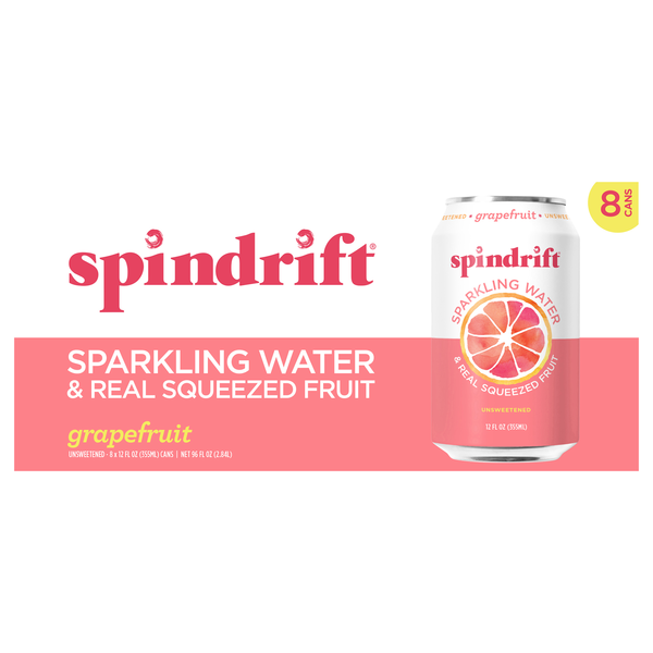 Spindrift Unsweetened Grapefruit Sparkling Water - 8 pk