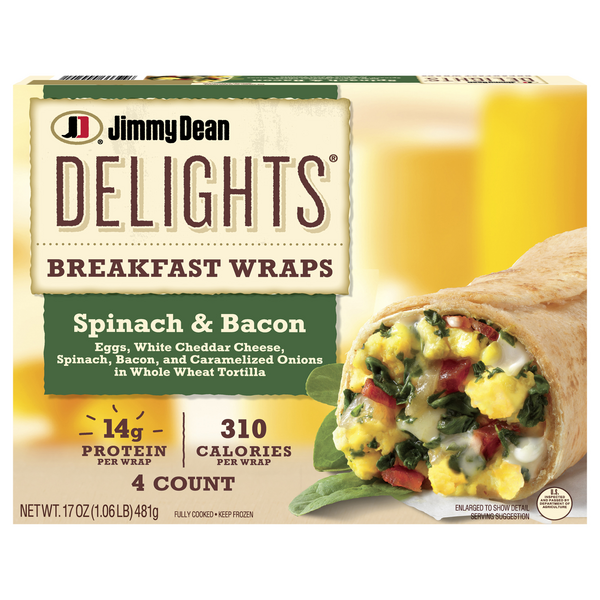 Jimmy Dean Delights Spinach & Bacon Breakfast Wraps - 4 ct