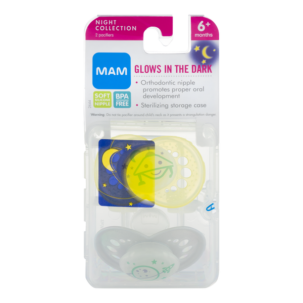 MAM Night Collection Pacifiers Glow In the Dark 6+ months