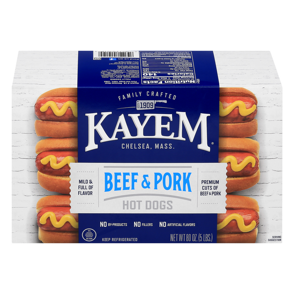 Save on Kayem Hot Dogs Beef & Pork Skinless 40 ct Order Online