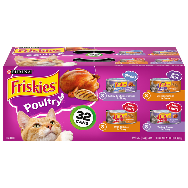 Friskies Poultry Variety Pack Adult Wet Cat Food - 32 ct