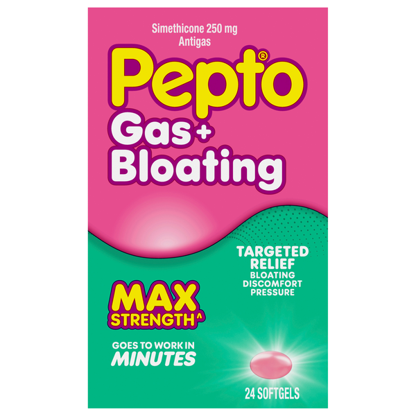 Pepto Max Strength Gas + Bloating Targeted Relief Softgels