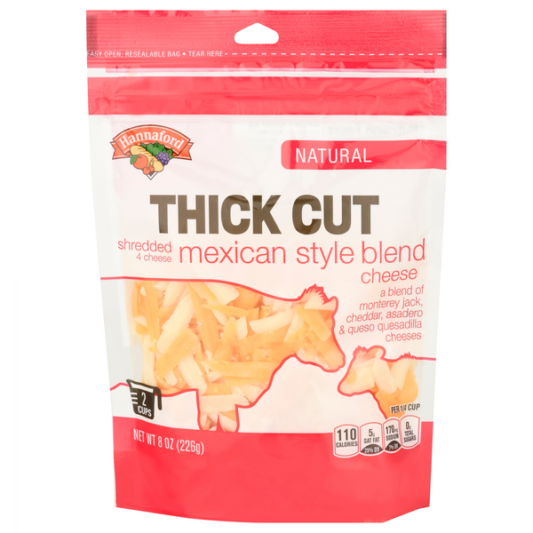 Hannaford Natural Thick Cut Shredded Mexican Style 4 Cheese Blend